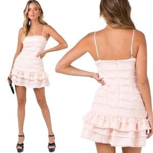 Princess Polly Molina Fringe Mini Dress in Light Pink - Size 10